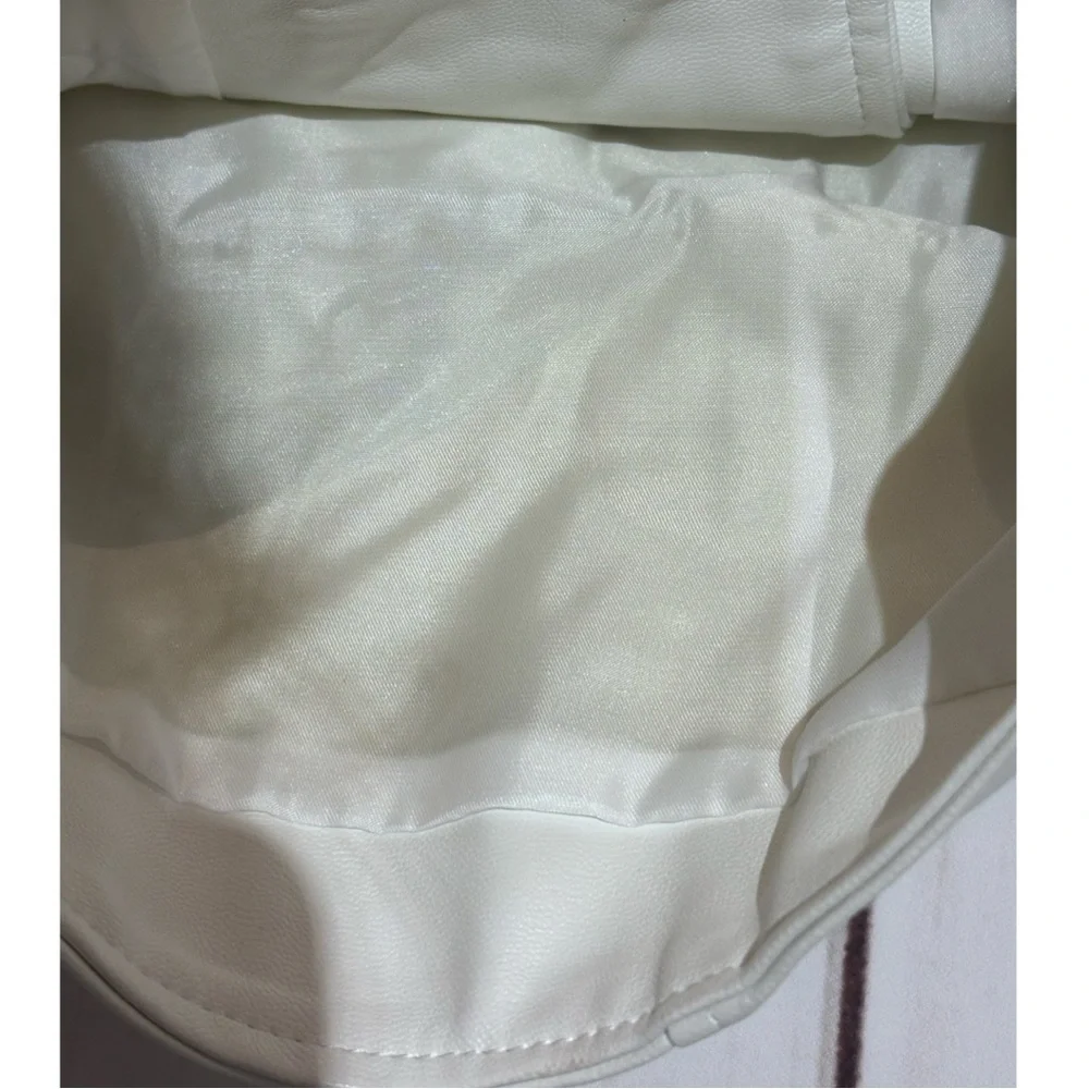 White PU Leather Short Jacket with Belt - Picture 6 of 6